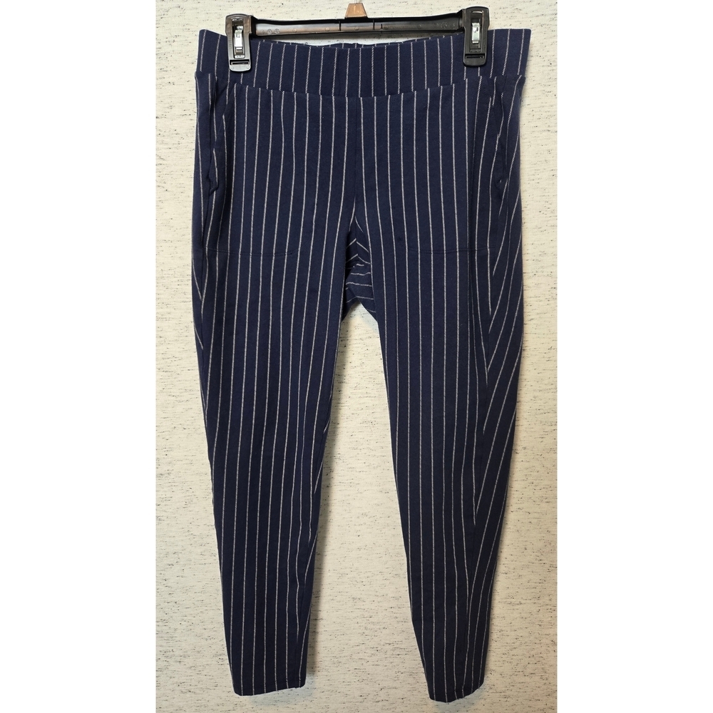 Torrid Navy Pinstripe Pixie Luxe Ponte Skinny Pant